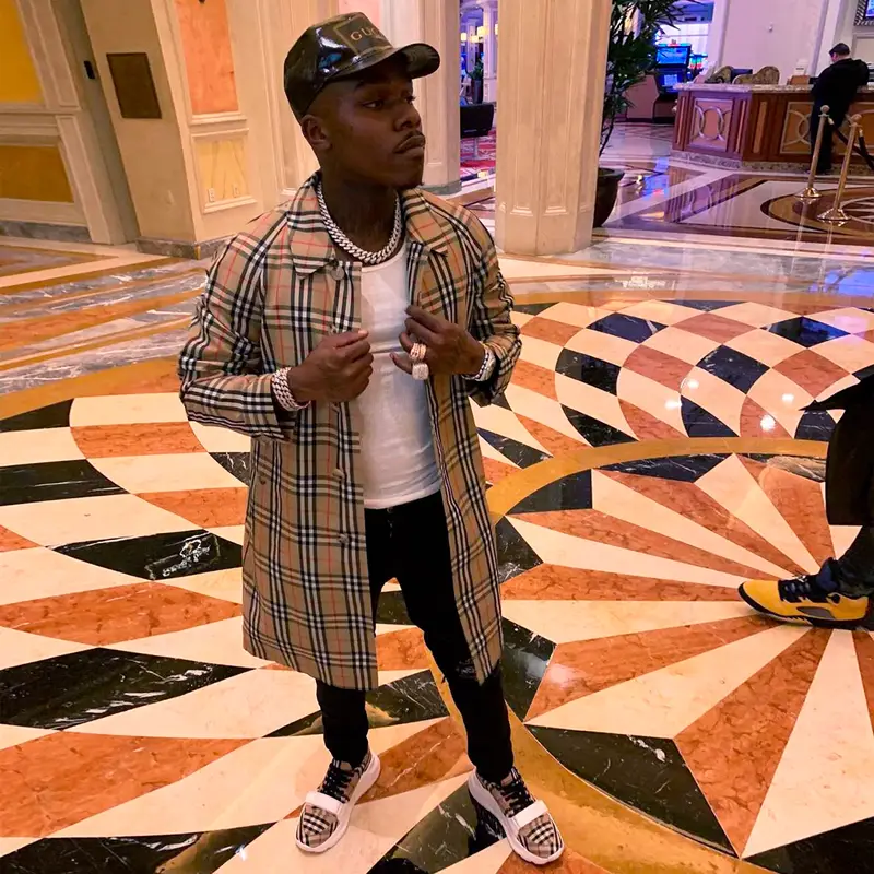 DaBaby outfit in Burberry, Amiri, and Gucci, 2019
