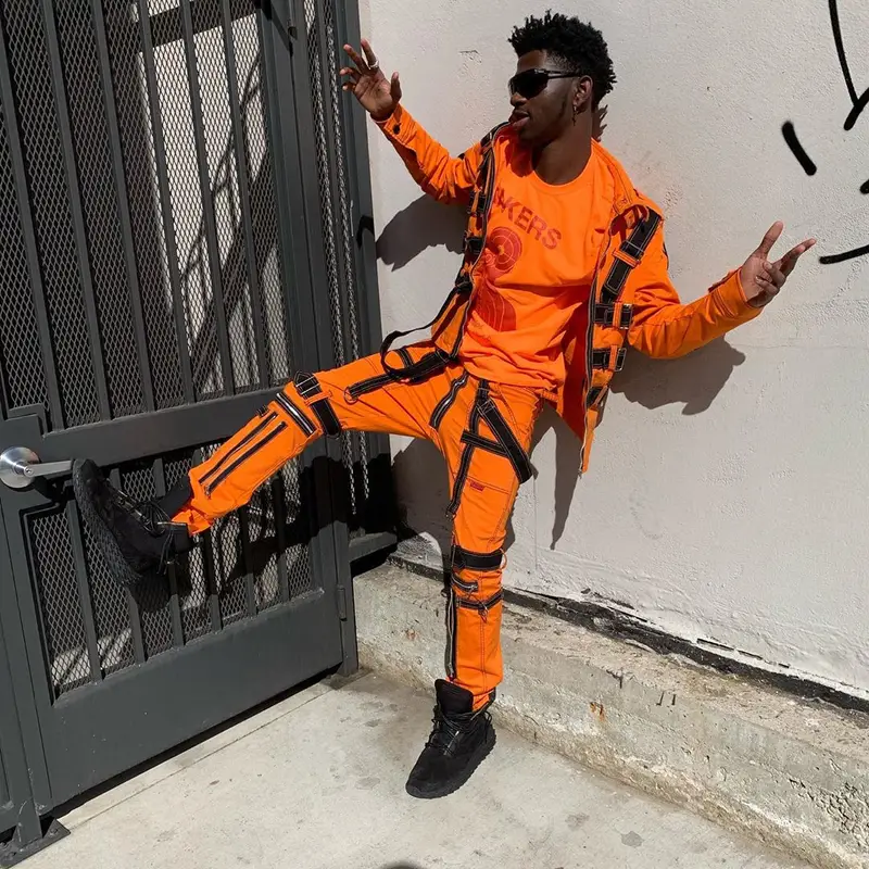 Lil Nas X outfit in Takers Design, Giuseppe Zanotti, and Versace, 2019