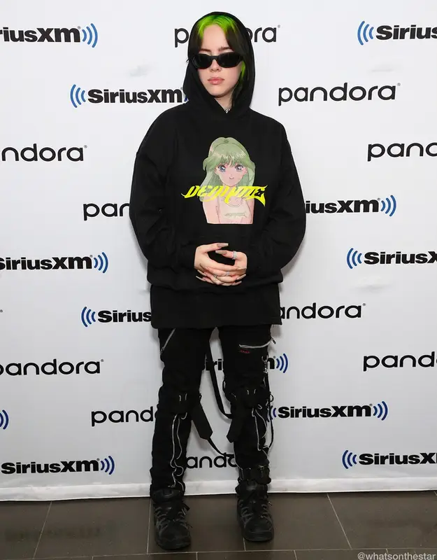 Billie Eilish outfit in Demode, Under Armour, and Prada, 2019