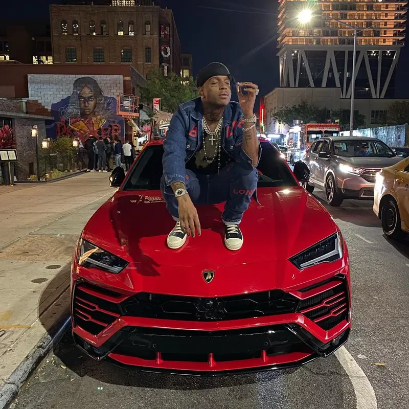 Ski Mask The Slump God outfit in Burberry, R13, and Rick Owens, 2019