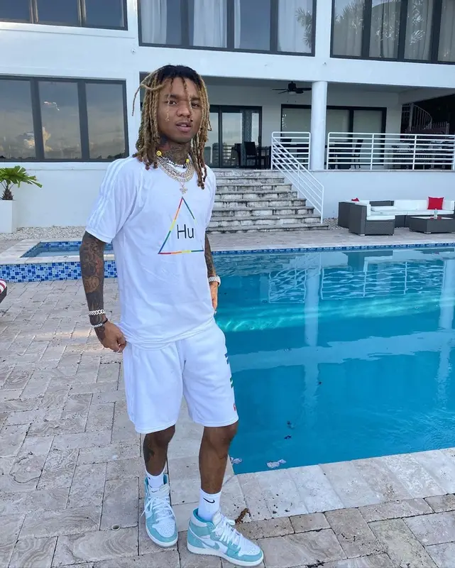 Swae Lee outfit in Adidas, Pharrell Williams, and Nike, 2019