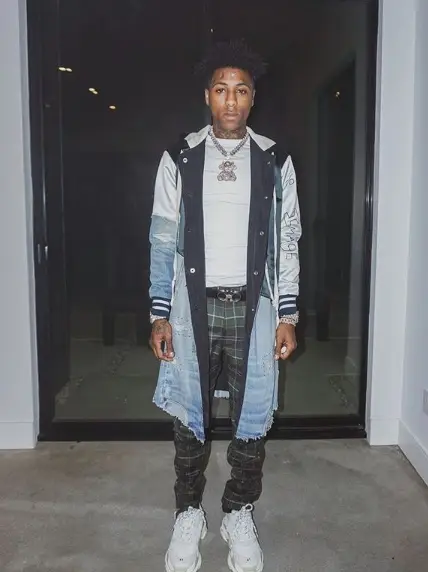 NBA YoungBoy outfit in Greg Lauren, Undercover, and Ferragamo, 2019