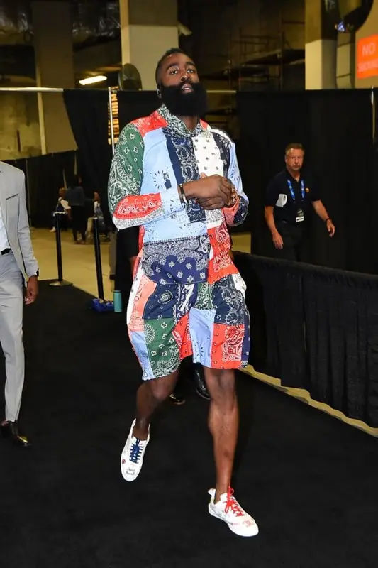 James Harden outfit in Loewe, Chanel, and Pharrell Williams, 2019
