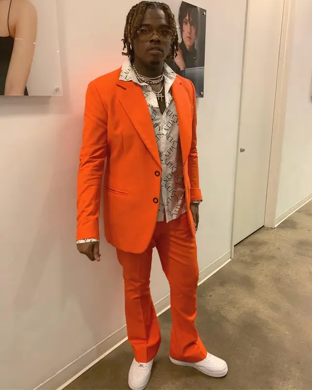 Gunna outfit in Acne Studios, Valentino, and Nike, 2019