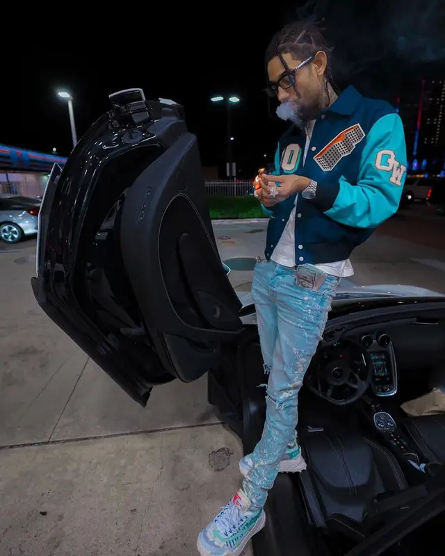 PnB Rock outfit in Off-White, Heron Preston, and Amiri, 2019