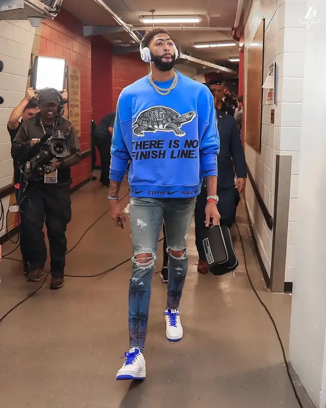 Anthony Davis outfit in Nike, Prada, and Cactus Plant Flea Market, 2019