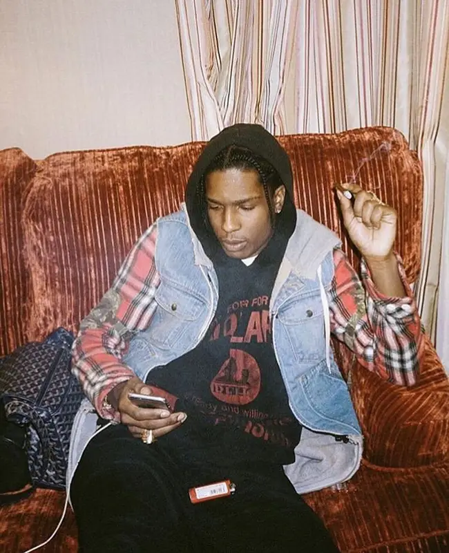 ASAP Rocky outfit in Number (N)ine, Raf Simons, and Goyard, 2019