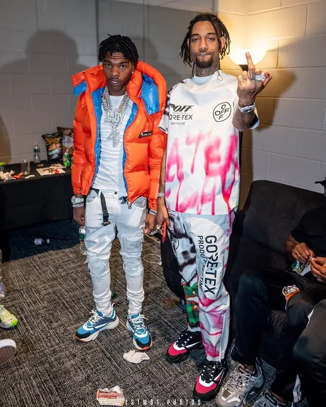 PnB Rock outfit in Off-White and Dior, 2019