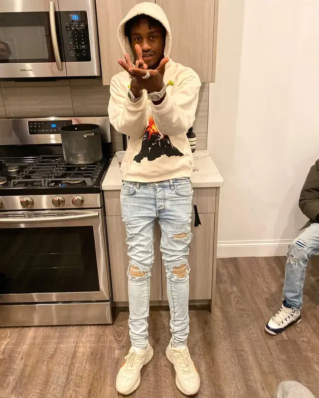 Lil Tjay outfit in Gucci and Amiri, 2020