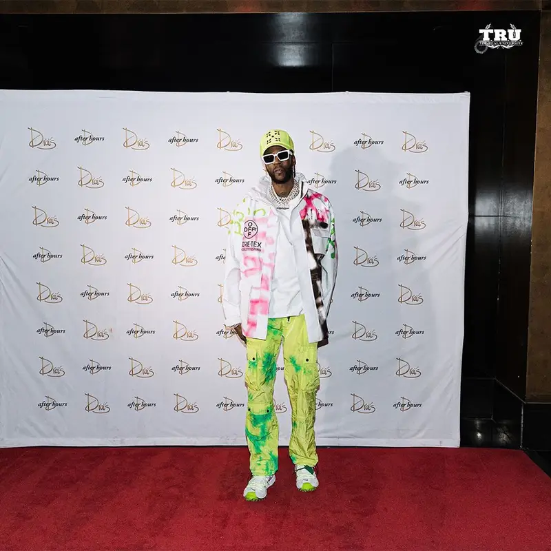 2 Chainz outfit in Off-White, Louis Vuitton, and Virgil Abloh, 2019