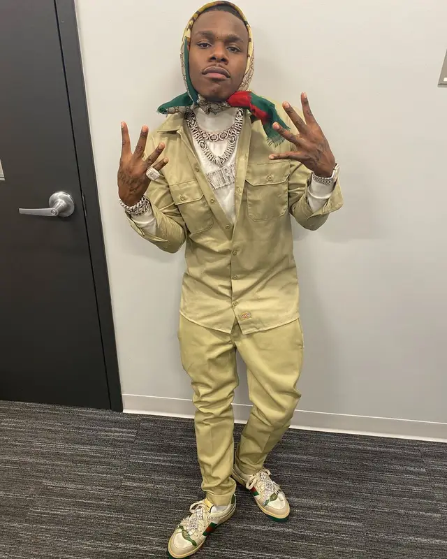 DaBaby outfit in Dickies and Gucci, 2019