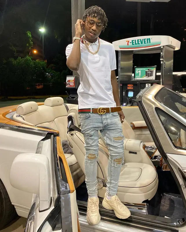 Lil Tjay outfit in Gucci and Amiri, 2020