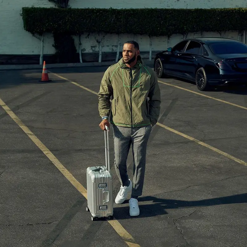 LeBron James outfit in John Elliott, Tom Ford, and Rimowa, 2019