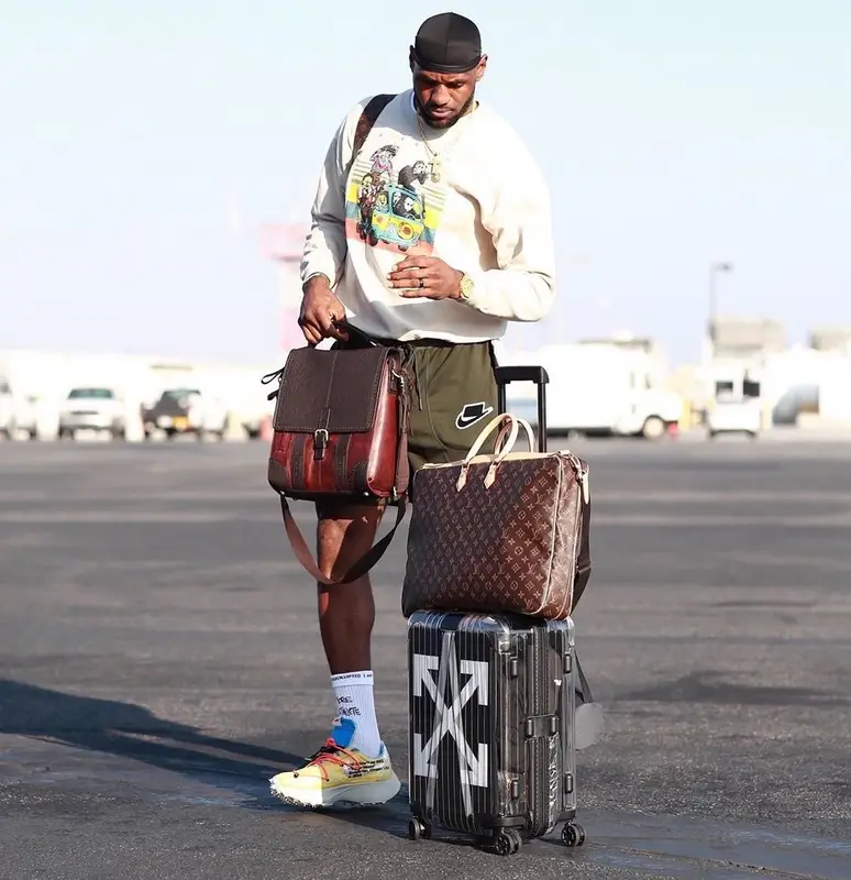 LeBron James outfit in Rivebella, Nike, and Louis Vuitton, 2020