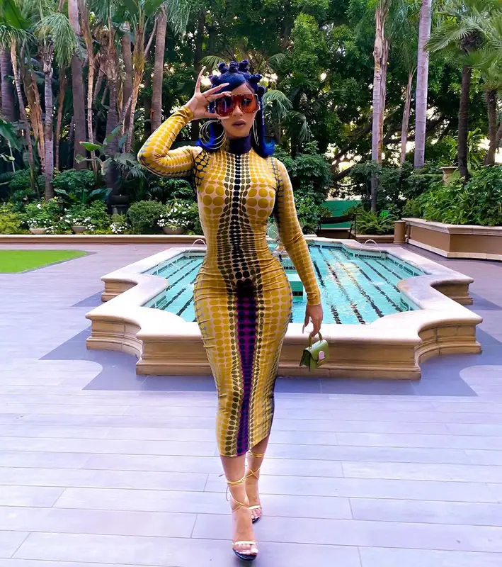 Cardi B outfit in Fenty, Jean Paul Gaultier, and Jessica Rich, 2020