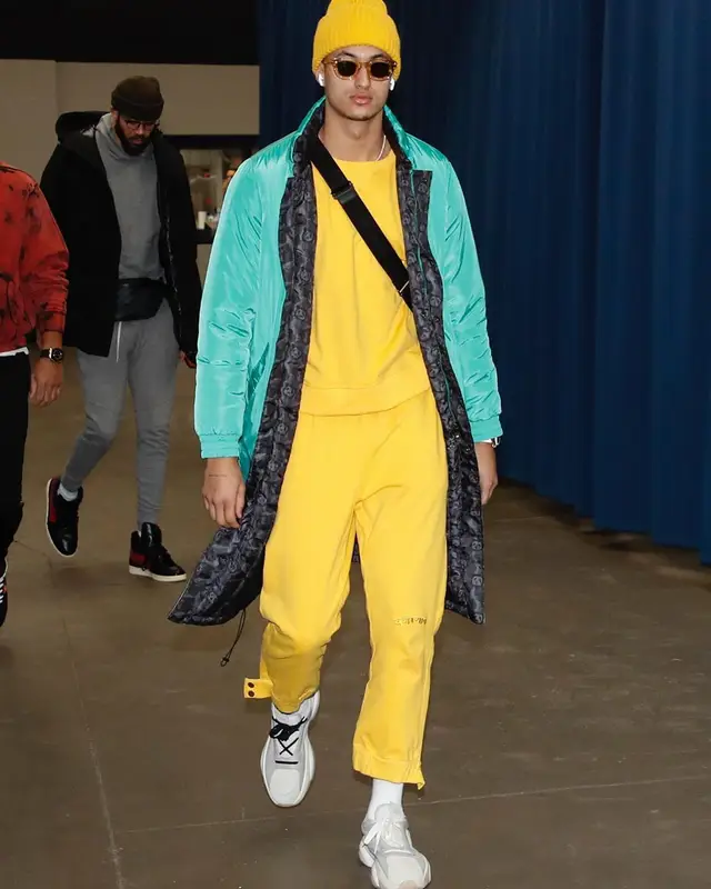 Kyle Kuzma outfit in Sevin Kasran, New Era, and Diplomacy, 2020