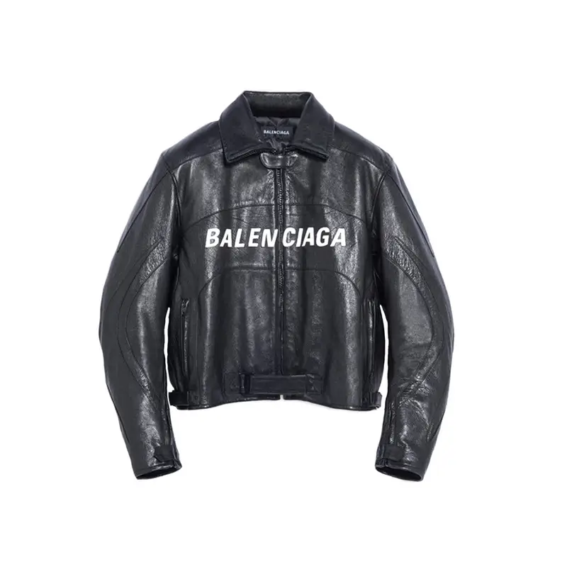 Balenciaga Black Leather Oversized Swing Biker Jacket Balenciaga