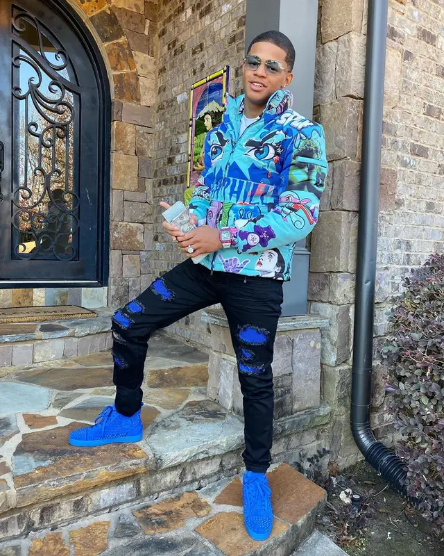YK Osiris outfit in Sugarhill, DNA Premium Wear, and Christian Louboutin, 2020