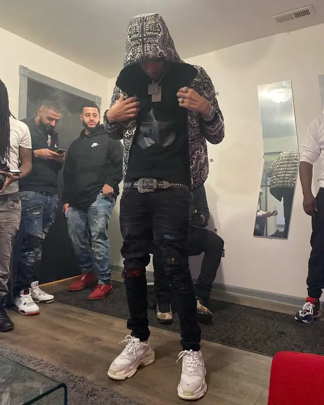 Stunna 4 Vegas outfit in Moncler, Comme Des Garcons, and B.B. Simon, 2020