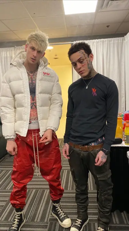Machine Gun Kelly outfit in Heron Preston, Rick Owens, and Ethika, 2019