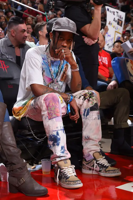 Travis Scott outfit in Vintage, Kapital, and Space Village, 2020