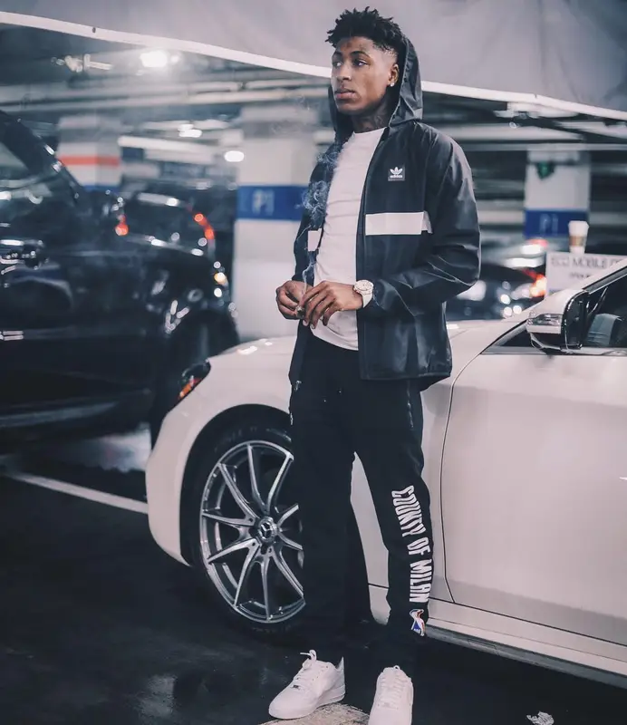 NBA YoungBoy outfit in Adidas, Marcelo Burlon, and Nike, 2020