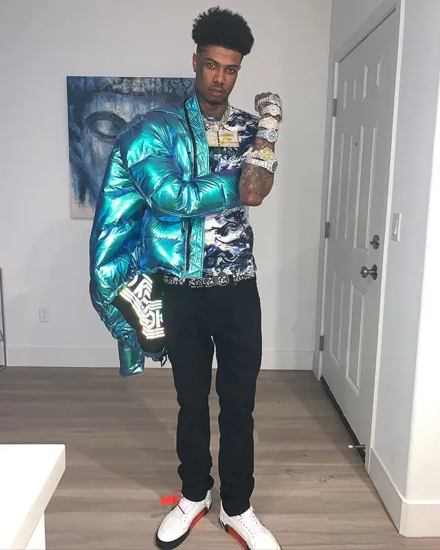Blueface outfit in Kenzo, Off-White, and Dolce & Gabbana, 2020