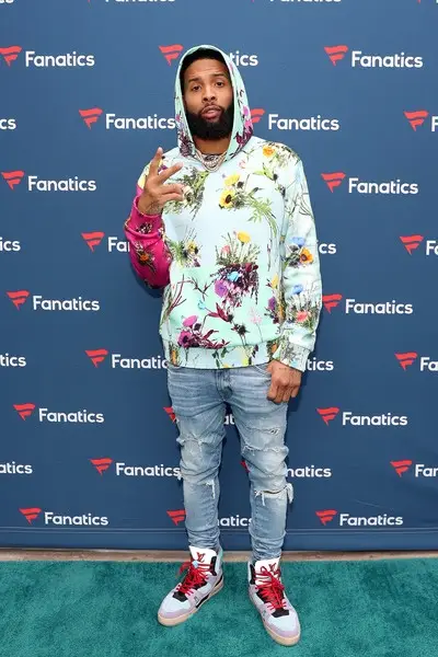 Odell Beckham Jr outfit in Louis Vuitton and Amiri, 2020