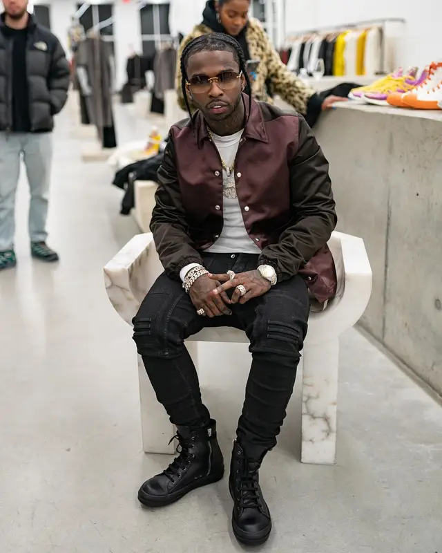 Pop Smoke outfit in Rick Owens and Cartier, 2020