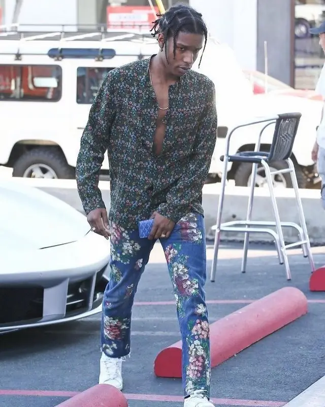 ASAP Rocky outfit in Gucci and Adidas, 2020