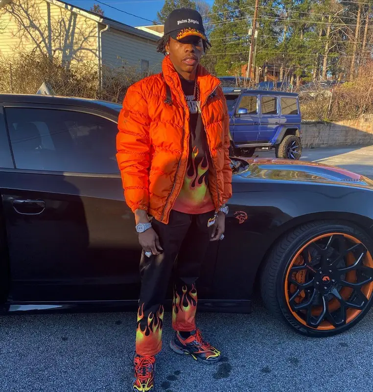 Lil Baby outfit in Moncler, Palm Angels, and Alyx, 2020