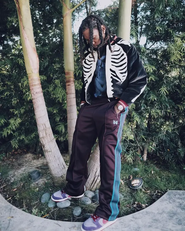 Offset outfit in Kapital, Raf Simons, and Needles, 2020
