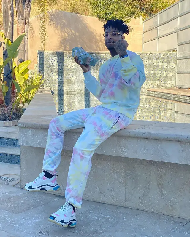 21 Savage outfit in Amiri, Balenciaga, and Cartier, 2020