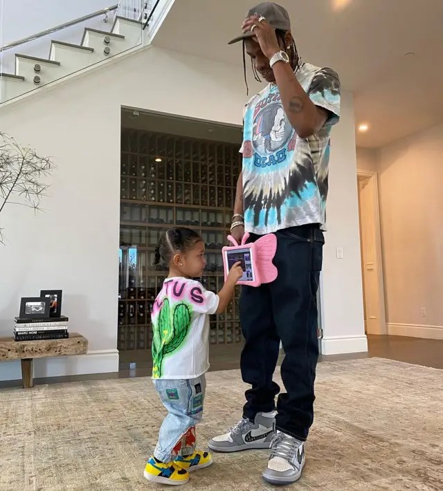 Travis Scott outfit in Vintage, Kapital, and Space Village, 2020
