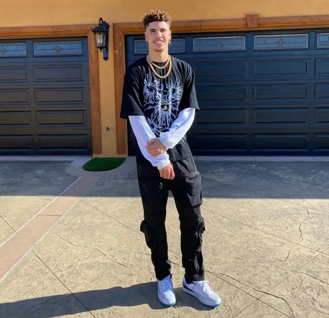LaMelo Ball outfit in The Anti-Order, Jordan, and Menace, 2020