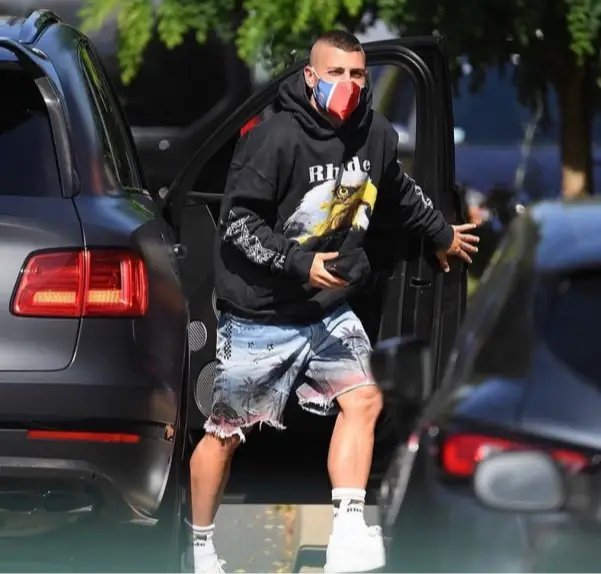 Marco Veratti outfit in Rhude, Amiri, and Alexander McQueen, 2020