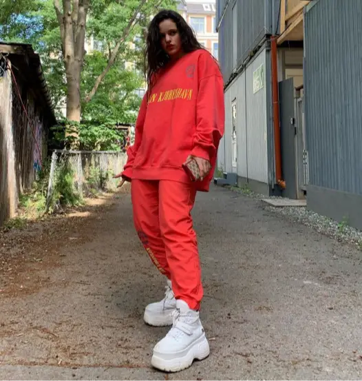 Rosalia outfit in Puma, Gucci, and Han KjØbenhavn, 2020