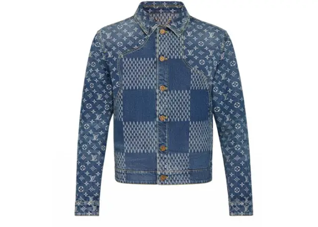 Louis Vuitton Men's Nigo Button Up Jacket Giant Damier Waves Monogram Denim  Blue 2270731