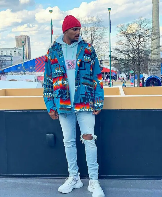 Deshaun Watson outfit in Sacai, Givenchy, and Gucci, 2020