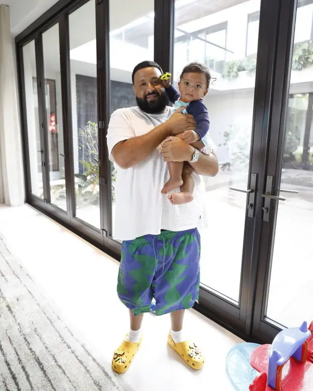 DJ Khaled outfit in Polo Ralph Lauren, Jordan, and Crocs, 2020