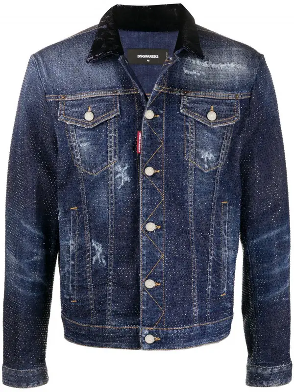Dsquared2 Crystal Embellished Denim Jacket $1949