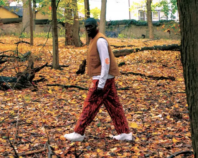 Sheck Wes outfit in Carhartt, Nike, and Eric Emanuel, 2020
