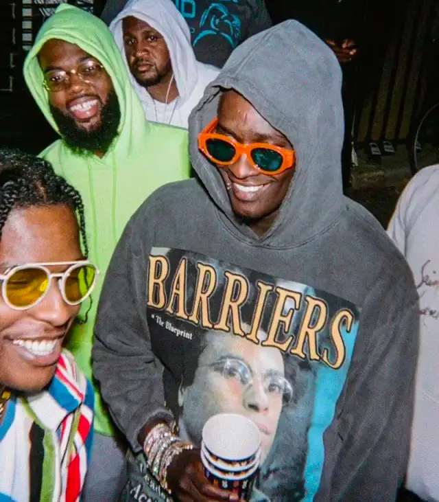 Young Thug outfit in Barriers, 2019