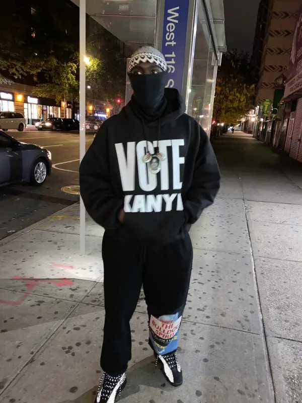 Sheck Wes outfit in Kanye West Merch, Vetements, and Jordan, 2020