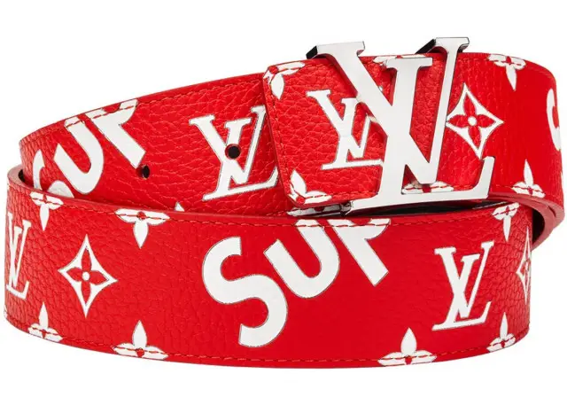 Used Louis Vuitton Belt Monogram Supreme Saint-Hul LV Initial Red