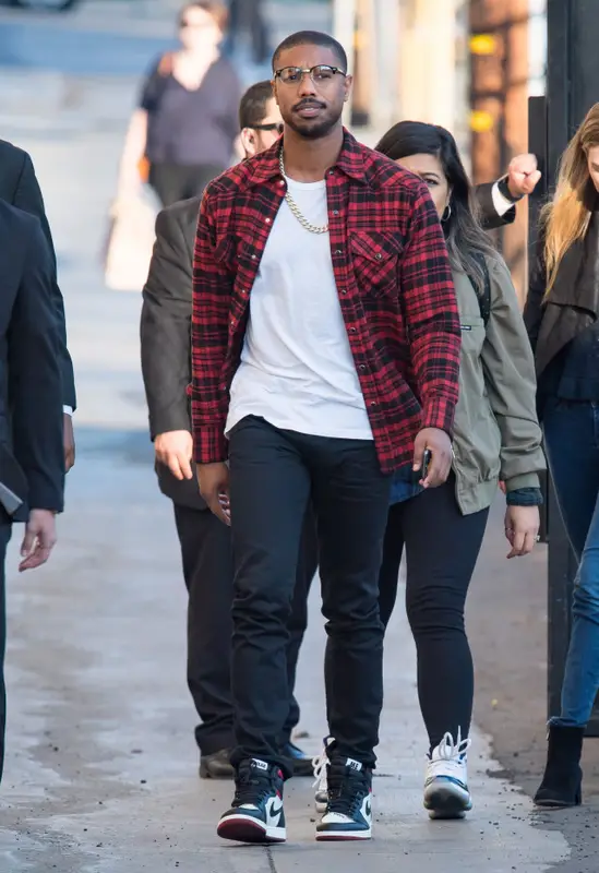 Michael B. Jordan outfit in Saint Laurent and Nike, 2020