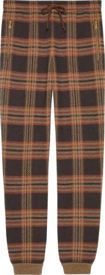 Gucci Brown Plaid Wool Joggers | WHAT'S 