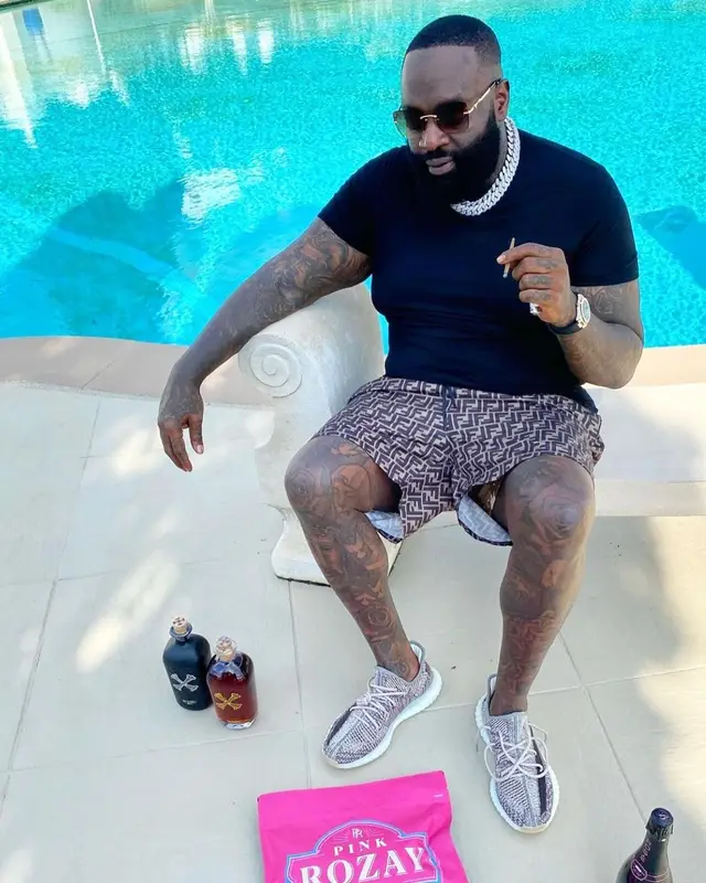 Rick Ross outfit in Adidas, Cartier, and Fendi, 2020