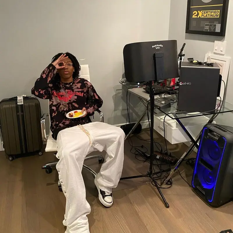 Lil Tecca outfit in Jerome Jhamal, Rick Owens, and Ray-Ban, 2020