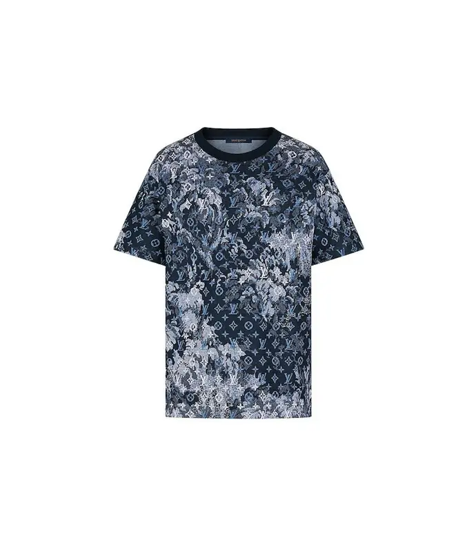 Louis Vuitton Monogram Wave Self-Tie T-Shirt Blue. Size M0
